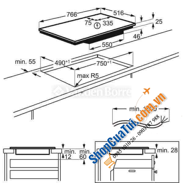 Bếp từ 4 vùng nấu AEG IKB84431FB - công nghệ MaxiSense độc quyền giúp bếp sử dụng được với mọi kích thước nồi chảo - Made in Germany