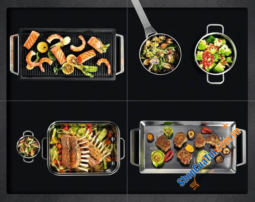 Bếp từ 4 vùng nấu AEG IKB84431FB - công nghệ MaxiSense độc quyền giúp bếp sử dụng được với mọi kích thước nồi chảo - Made in Germany