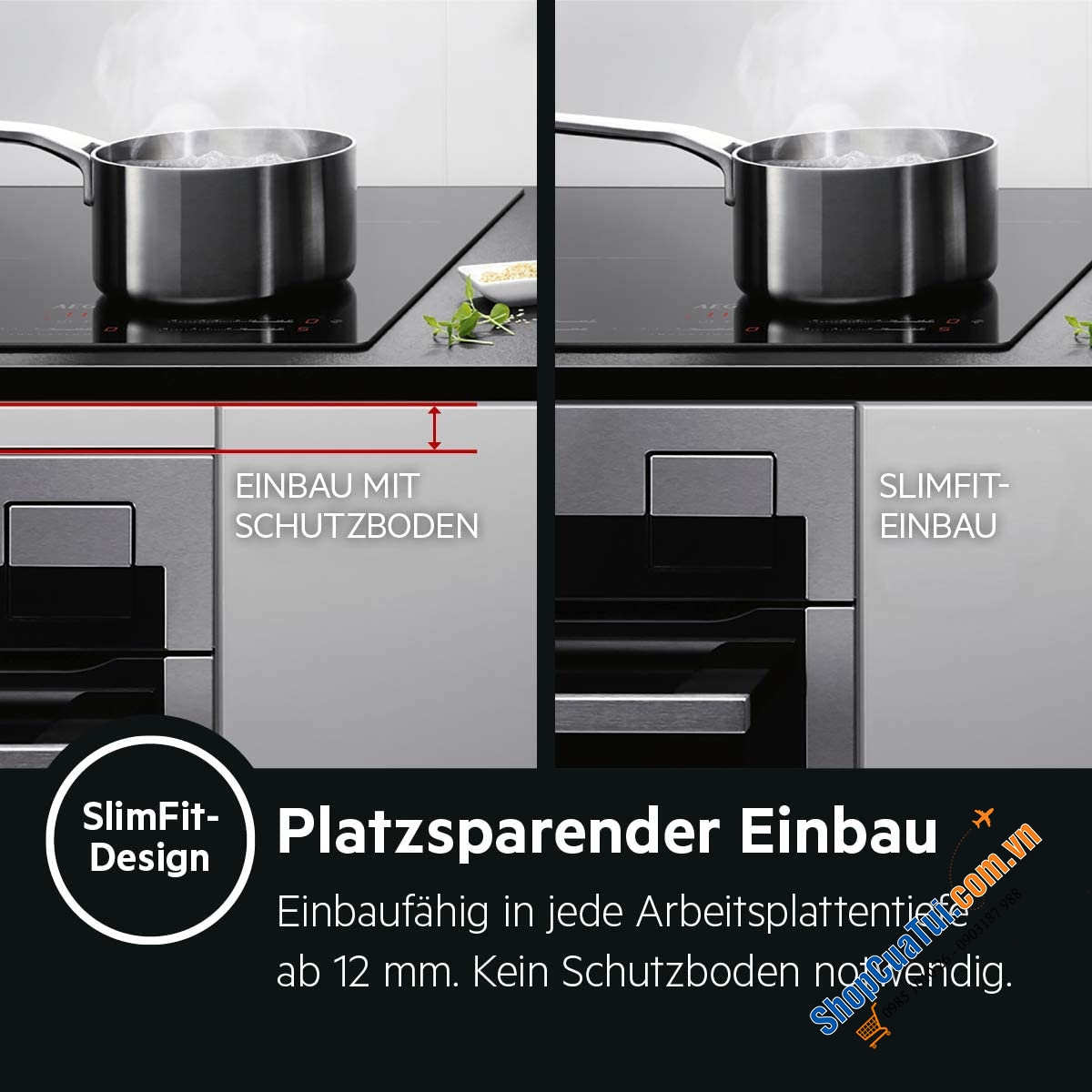 Bếp từ 4 vùng nấu AEG IKB84431FB - công nghệ MaxiSense độc quyền giúp bếp sử dụng được với mọi kích thước nồi chảo - Made in Germany