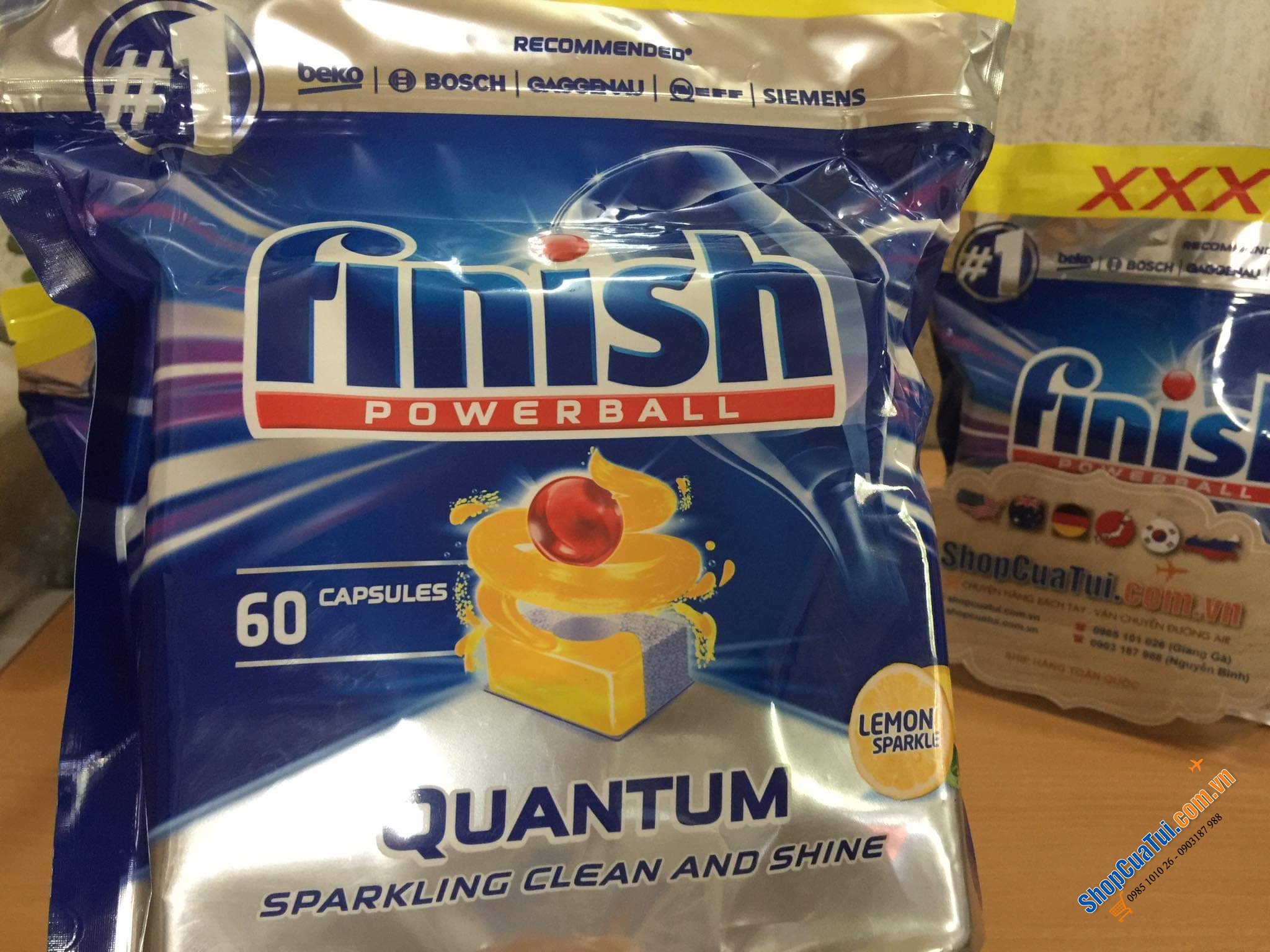 VIÊN RỬA BÁT FINISH QUANTUM  XXXL HƯƠNG CHANH 60 VIÊN - dòng cao cấp