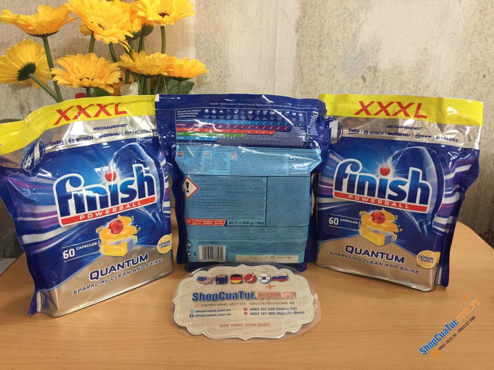 VIÊN RỬA BÁT FINISH QUANTUM  XXXL HƯƠNG CHANH 60 VIÊN - dòng cao cấp