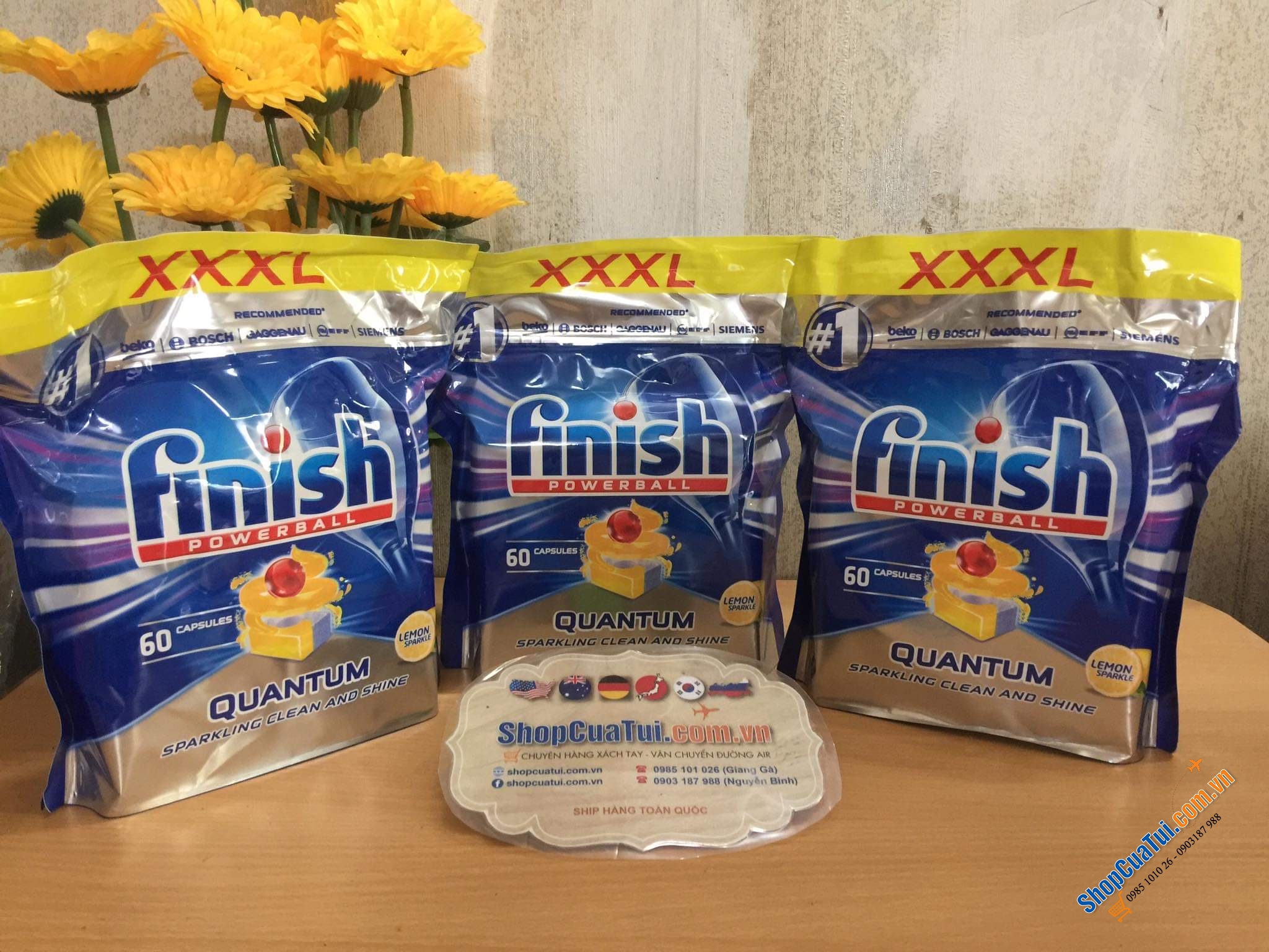 VIÊN RỬA BÁT FINISH QUANTUM  XXXL HƯƠNG CHANH 60 VIÊN - dòng cao cấp