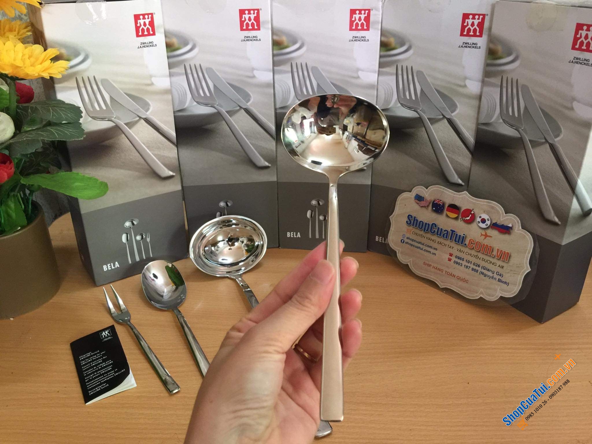 TRỌN BỘ MUÔI THÌA XIÊN ZWILLING BELA 4 MÓN - Chất liệu inox sáng bóng, bền mãi với thời gian