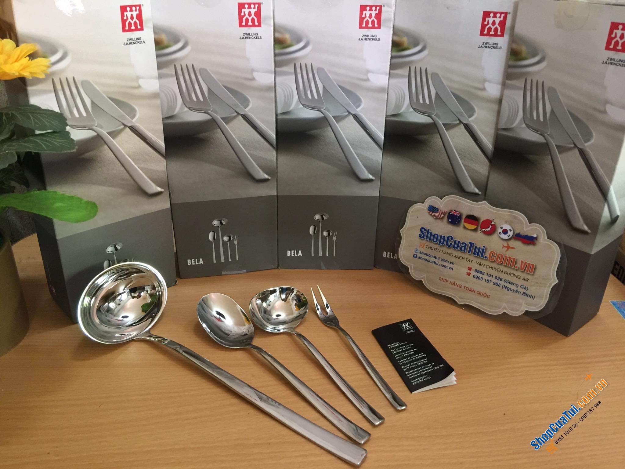 TRỌN BỘ MUÔI THÌA XIÊN ZWILLING BELA 4 MÓN - Chất liệu inox sáng bóng, bền mãi với thời gian