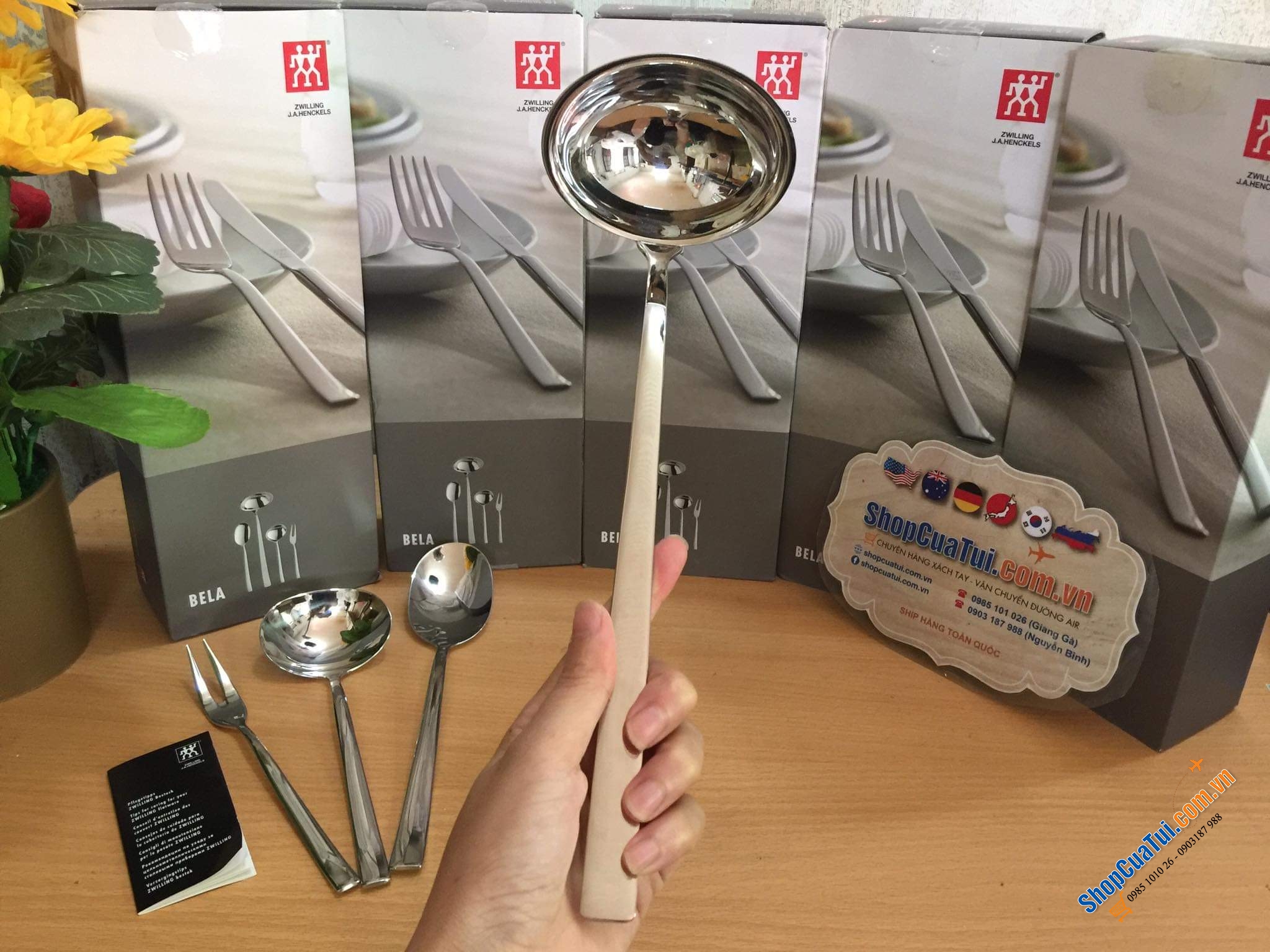 TRỌN BỘ MUÔI THÌA XIÊN ZWILLING BELA 4 MÓN - Chất liệu inox sáng bóng, bền mãi với thời gian