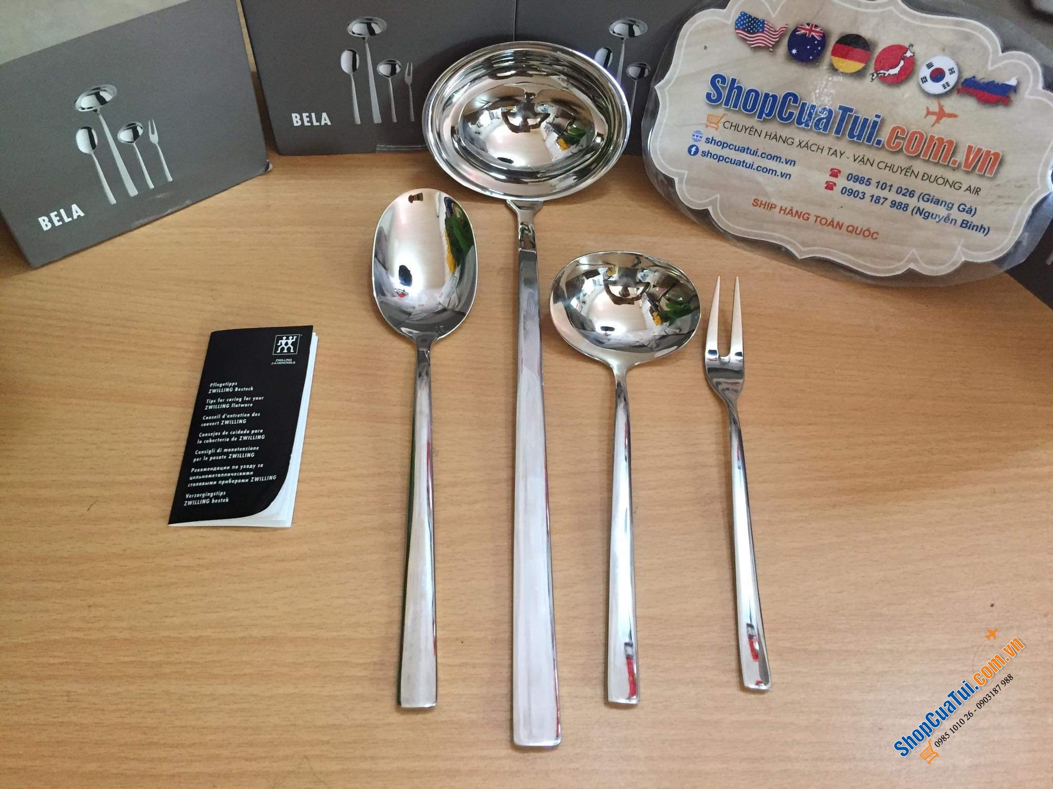 TRỌN BỘ MUÔI THÌA XIÊN ZWILLING BELA 4 MÓN - Chất liệu inox sáng bóng, bền mãi với thời gian