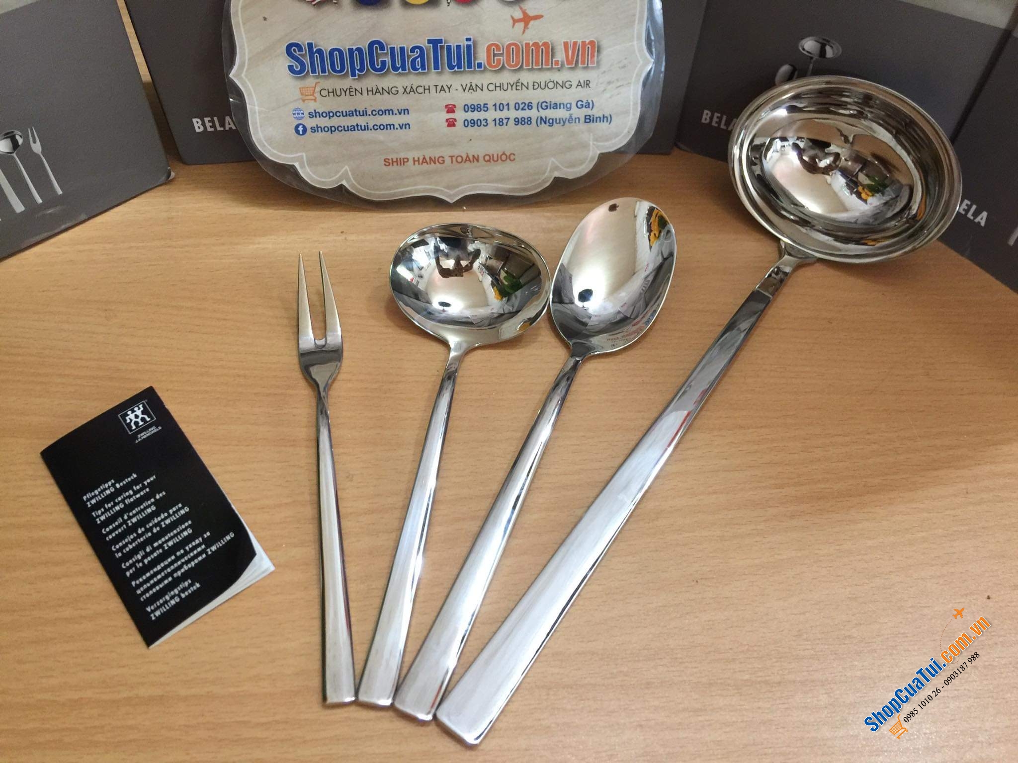 TRỌN BỘ MUÔI THÌA XIÊN ZWILLING BELA 4 MÓN - Chất liệu inox sáng bóng, bền mãi với thời gian