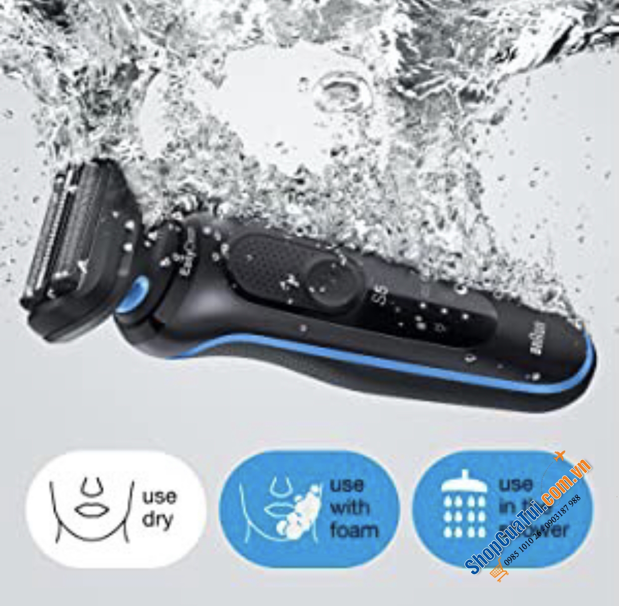 MÁY CẠO RÂU BRAUN SERIE 5 - Made in Germany - Máy cạo râu điện với 3 lưỡi dao linh hoạt