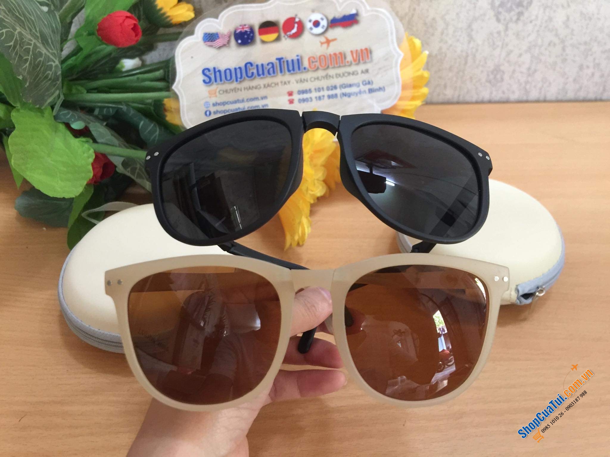 Set 2 kính gấp trong 1 hộp đựng siêu xinh xắn Shein chống tia UV  - Kính gấp gọn lại đc rất gọn & tiện lợi