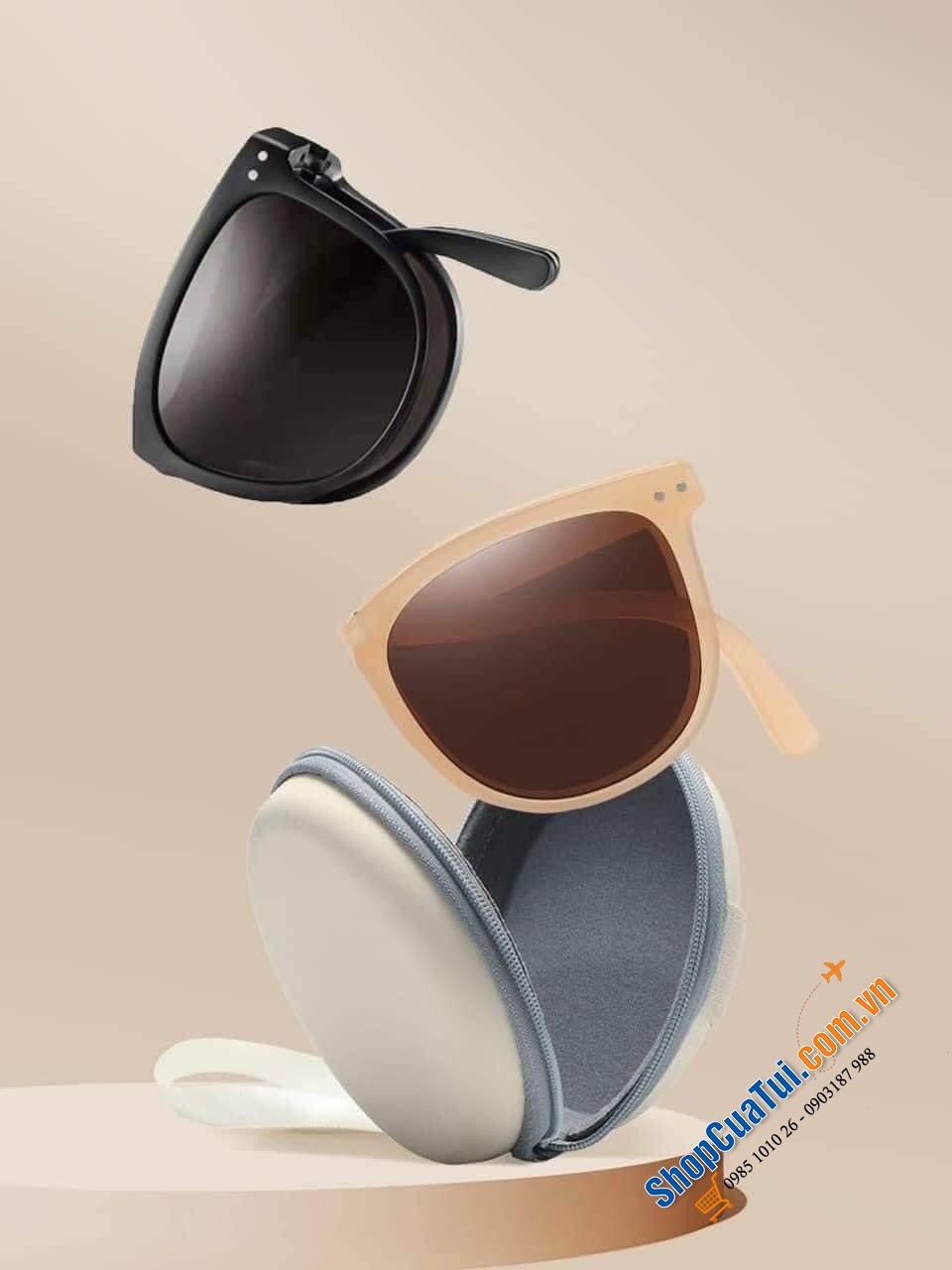 Set 2 kính gấp trong 1 hộp đựng siêu xinh xắn Shein chống tia UV  - Kính gấp gọn lại đc rất gọn & tiện lợi