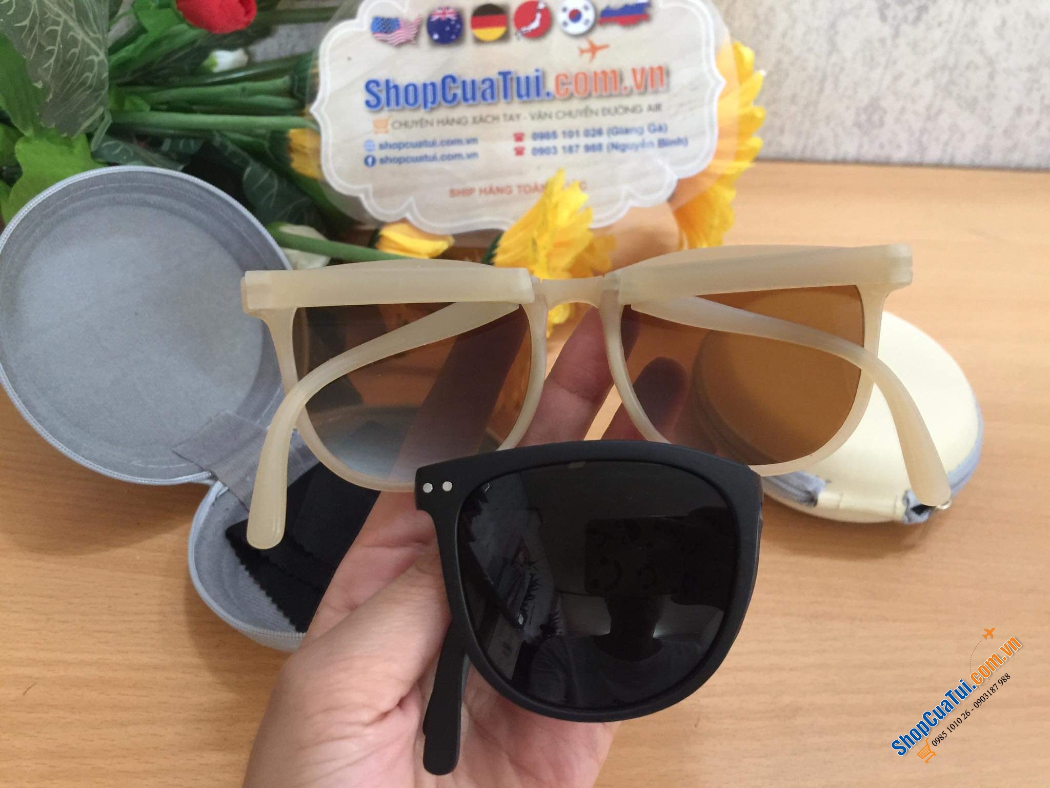 Set 2 kính gấp trong 1 hộp đựng siêu xinh xắn Shein chống tia UV  - Kính gấp gọn lại đc rất gọn & tiện lợi
