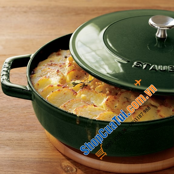 NỒI CHẢO GANG STAUB CHISTERA CHE 24CM - lý tưởng nấu các món ăn một nồi, từ nướng và hầm đến súp, risotto,... - màu xanh húng quế, xanh tím than