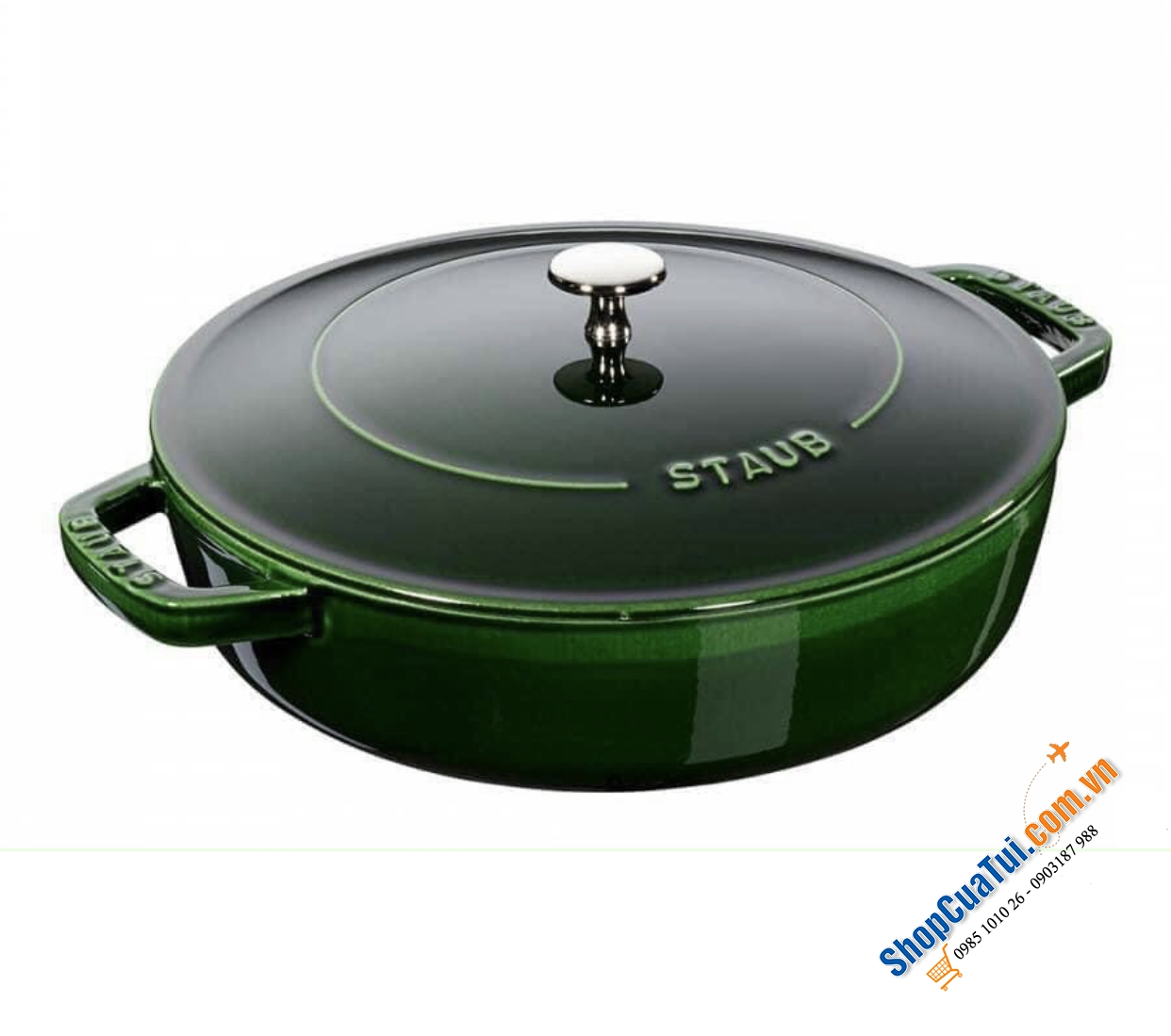 NỒI CHẢO GANG STAUB CHISTERA CHE 24CM - lý tưởng nấu các món ăn một nồi, từ nướng và hầm đến súp, risotto,... - màu xanh húng quế, xanh tím than