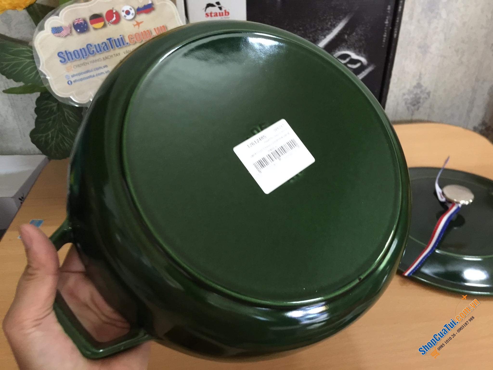 NỒI CHẢO GANG STAUB CHISTERA CHE 24CM - lý tưởng nấu các món ăn một nồi, từ nướng và hầm đến súp, risotto,... - màu xanh húng quế, xanh tím than