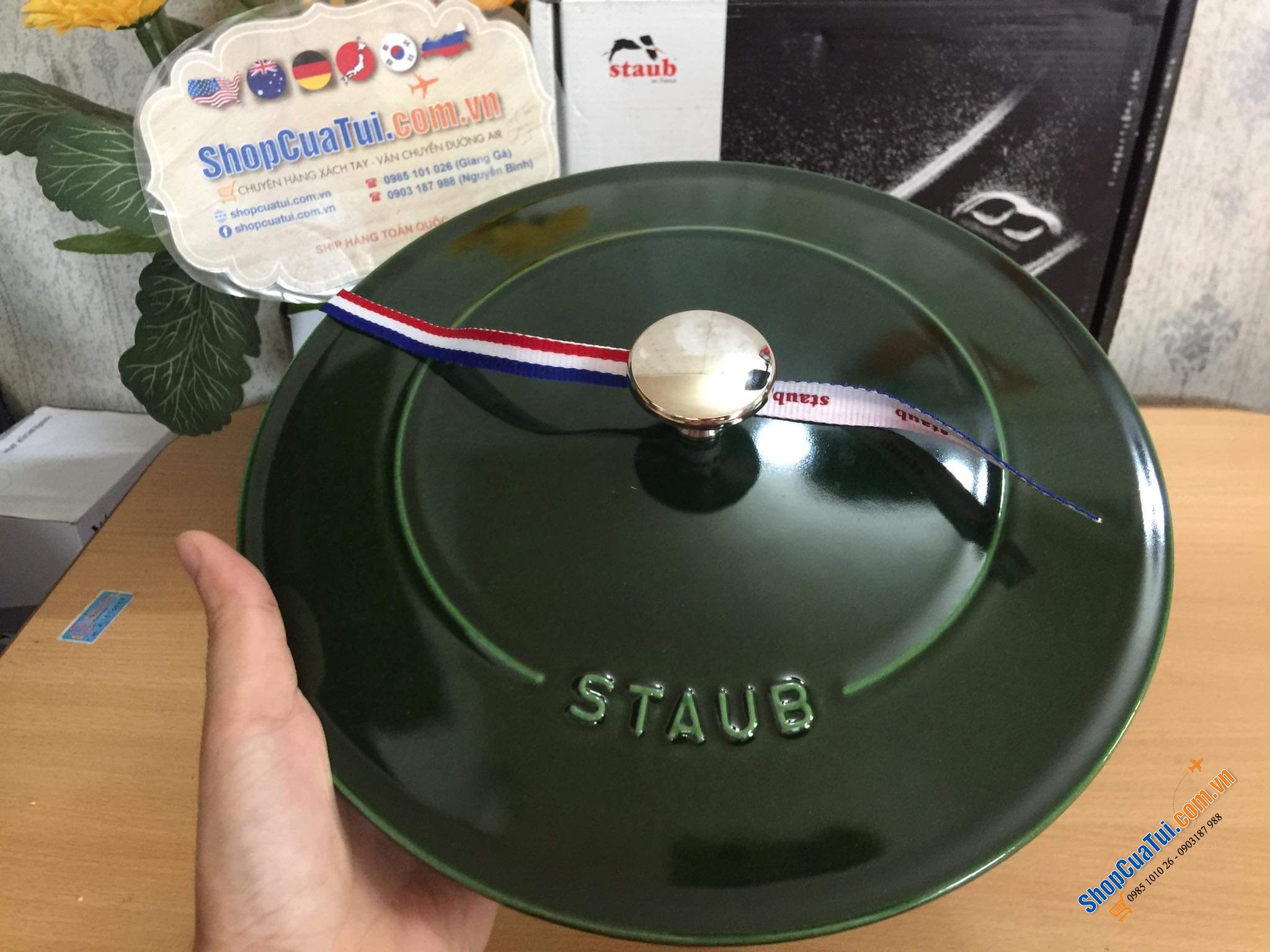 NỒI CHẢO GANG STAUB CHISTERA CHE 24CM - lý tưởng nấu các món ăn một nồi, từ nướng và hầm đến súp, risotto,... - màu xanh húng quế, xanh tím than