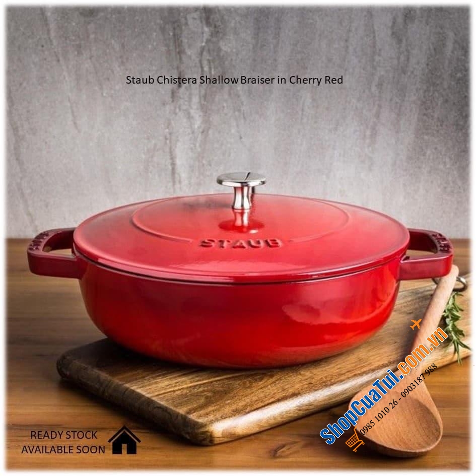 NỒI CHẢO GANG STAUB CHISTERA CHE 24CM - lý tưởng nấu các món ăn một nồi, từ nướng và hầm đến súp, risotto,... - màu xanh húng quế, xanh tím than