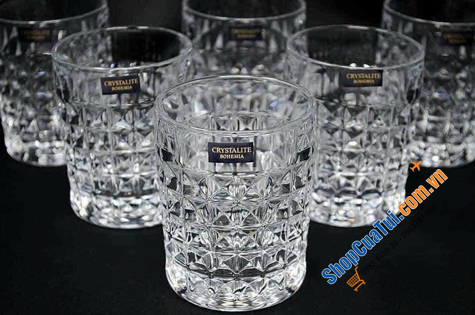Bộ 6 ly thuỷ tinh pha lê Bohemia Diamond 230ml - Bộ cốc dòng kim cương Bohemia cao cấp