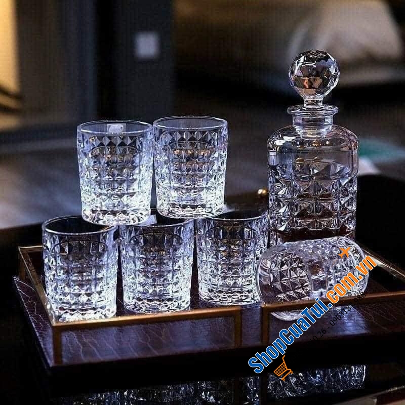 Bộ 6 ly thuỷ tinh pha lê Bohemia Diamond 230ml - Bộ cốc dòng kim cương Bohemia cao cấp