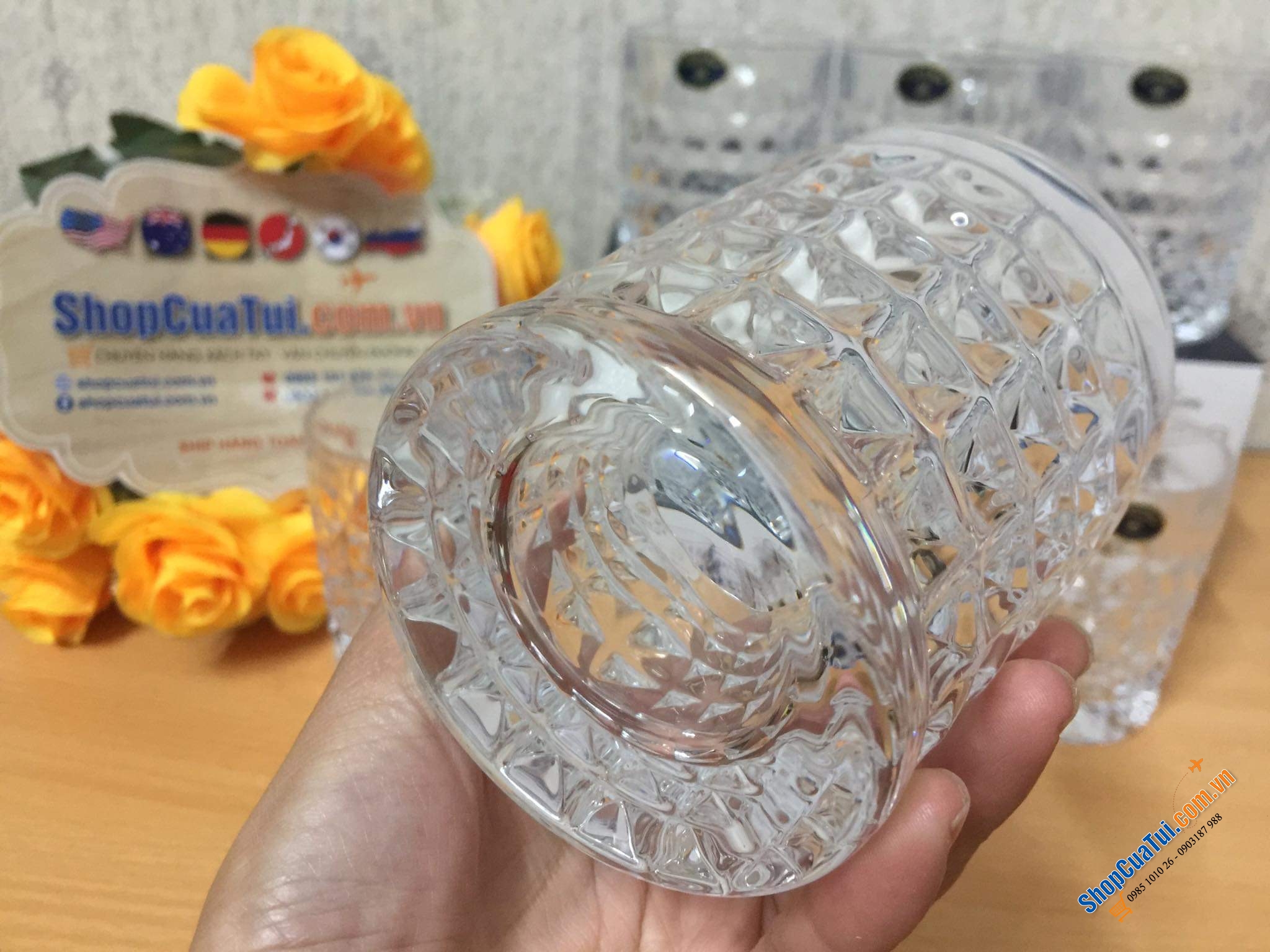 Bộ 6 ly thuỷ tinh pha lê Bohemia Diamond 230ml - Bộ cốc dòng kim cương Bohemia cao cấp