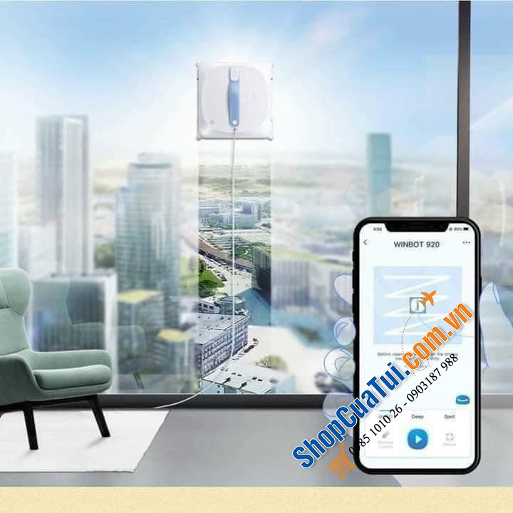 Robot lau kính Ecovacs Winbot 920 - kính sạch bong, nhà sáng bóng