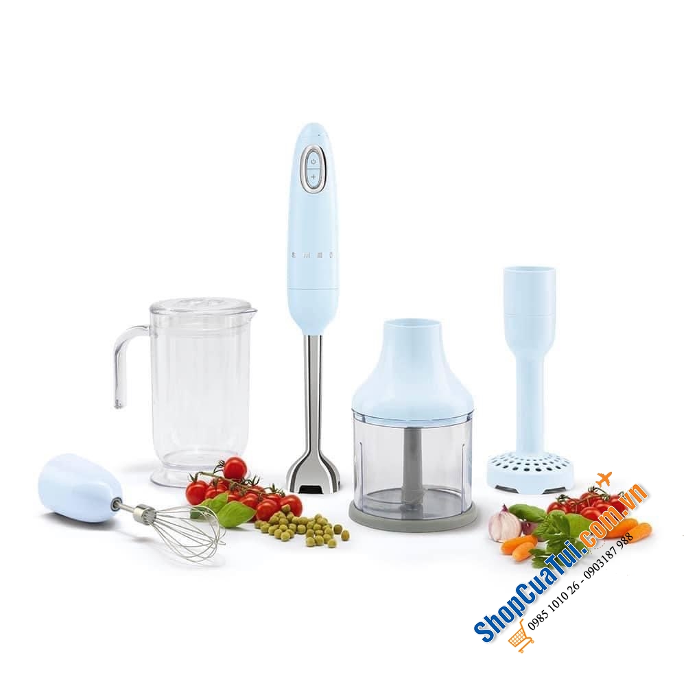 BỘ MÁY XAY CẦM TAY SMEG CAO CẤP MÀU XANH DƯƠNG PASTEL.