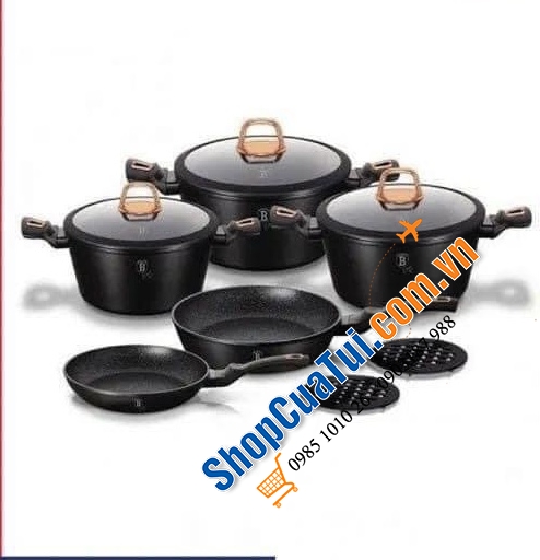 BỘ NỒI 10 CHI TIẾT BERLINGER HAUS - Màu đen.