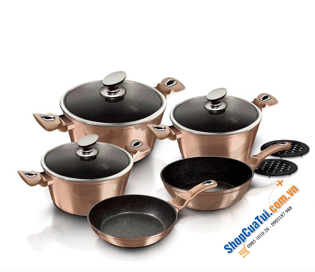 BỘ NỒI 10 CHI TIẾT BERLINGER HAUS - Màu đen.