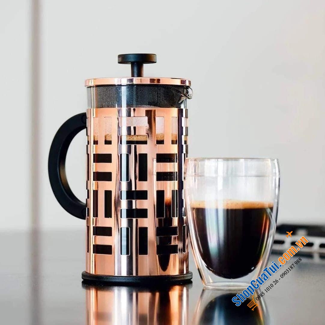 ẤM PHA CAFE KIỂU PHÁP BODUM MÀU VÀNG ĐỒNG 1L - MADE IN EU.