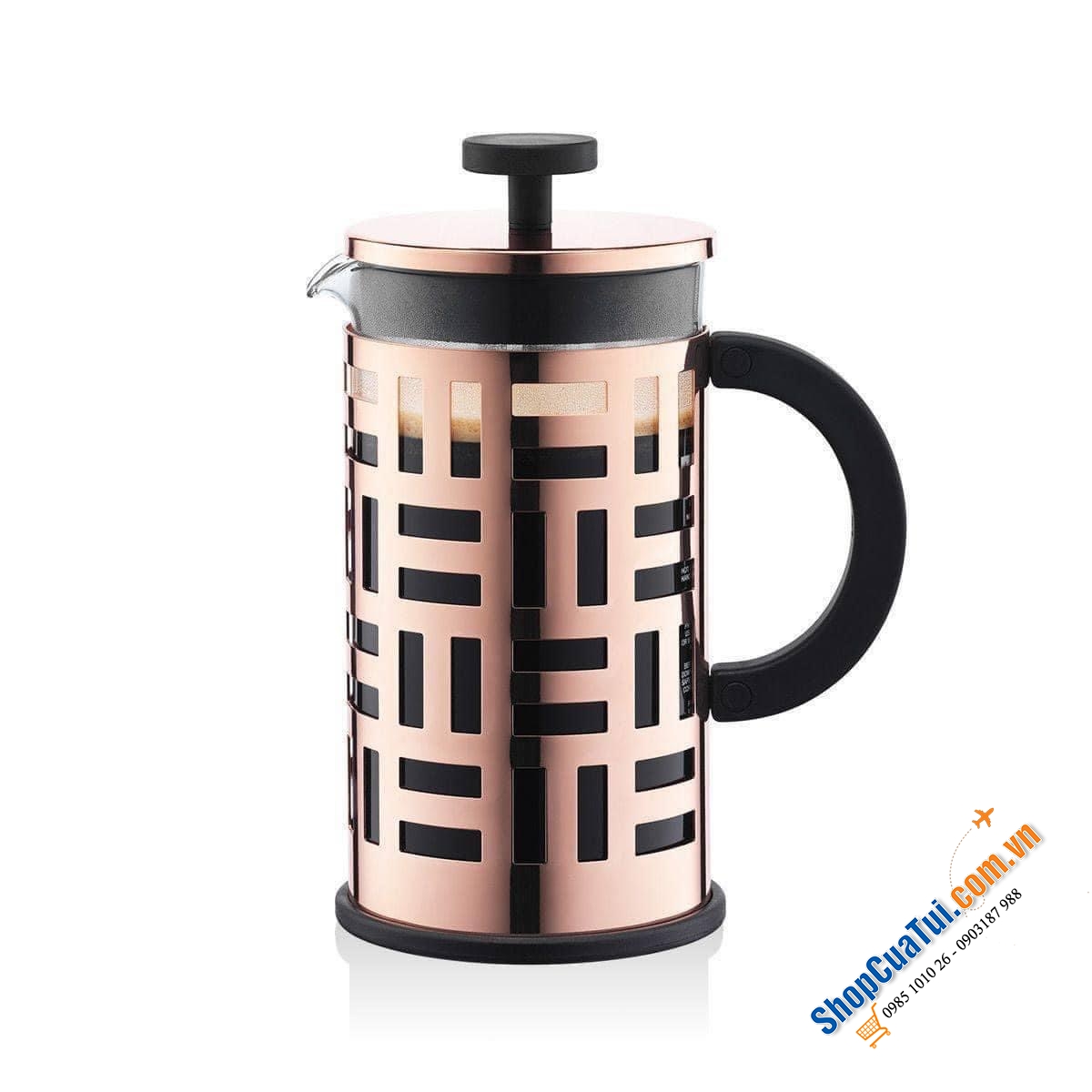 ẤM PHA CAFE KIỂU PHÁP BODUM MÀU VÀNG ĐỒNG 1L - MADE IN EU.