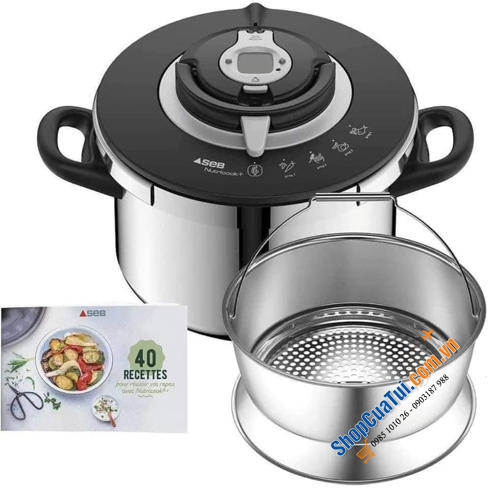 NỒI ÁP SUẤT ĐA NĂNG TEFAL P42207 NUTRICOOK® Schnellkochtopf 6L mit Vitaminkorb - Model mới 2022 Nồi Áp Suất Tefal P4220745 Nutricook 6L Kèm Giỏ Hấp