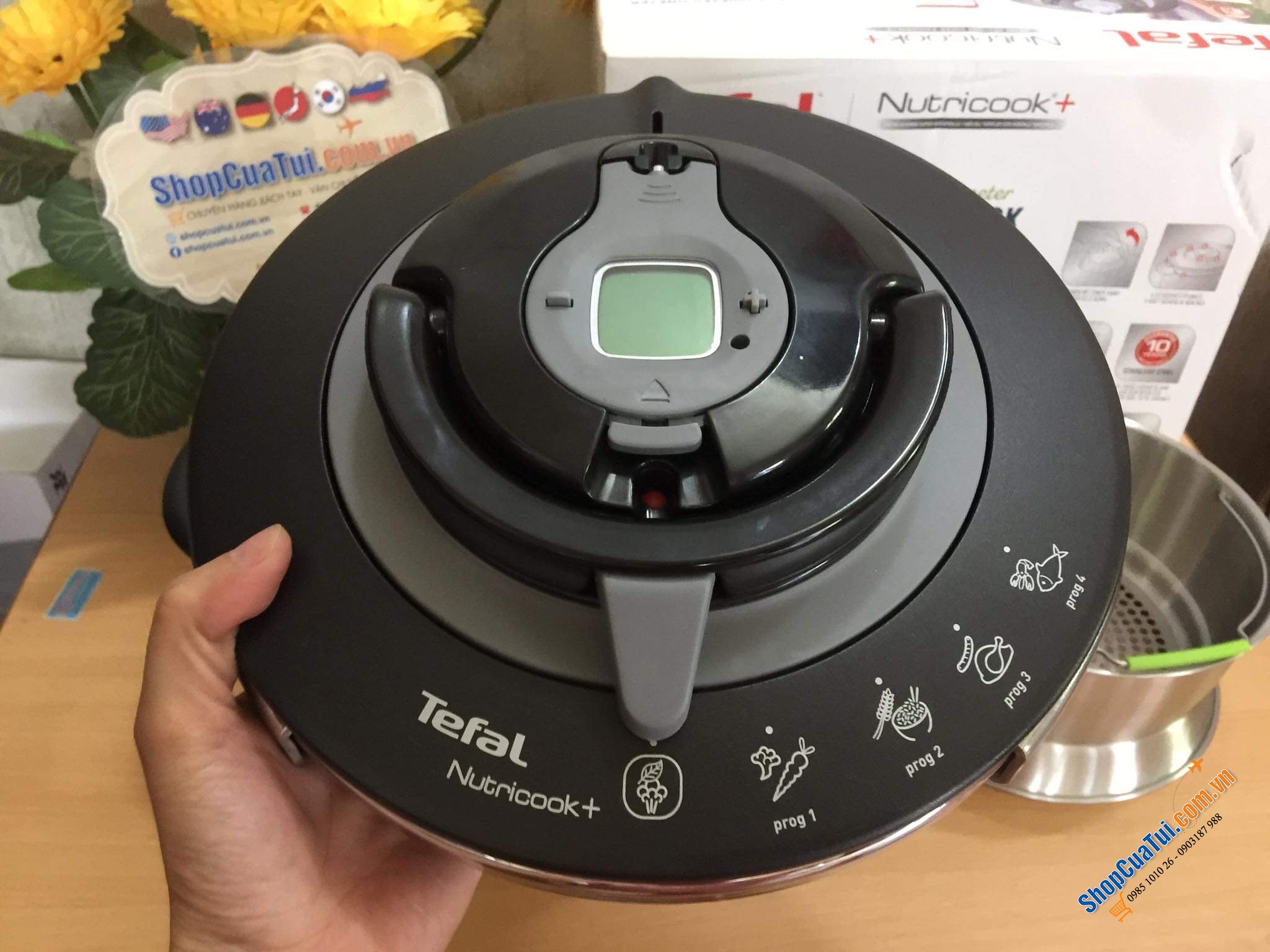 NỒI ÁP SUẤT ĐA NĂNG TEFAL P42207 NUTRICOOK® Schnellkochtopf 6L mit Vitaminkorb - Model mới 2022 Nồi Áp Suất Tefal P4220745 Nutricook 6L Kèm Giỏ Hấp