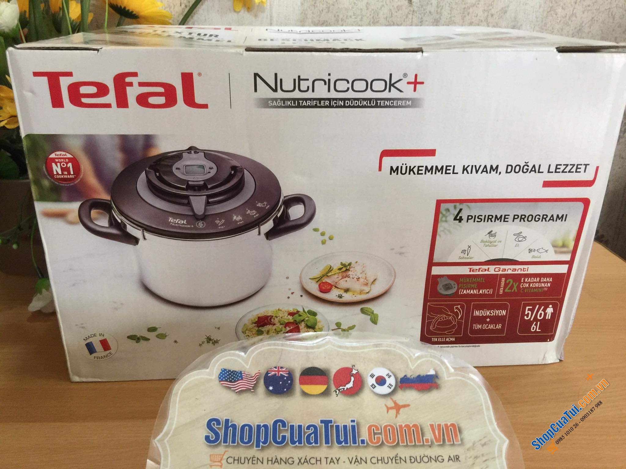 NỒI ÁP SUẤT ĐA NĂNG TEFAL P42207 NUTRICOOK® Schnellkochtopf 6L mit Vitaminkorb - Model mới 2022 Nồi Áp Suất Tefal P4220745 Nutricook 6L Kèm Giỏ Hấp