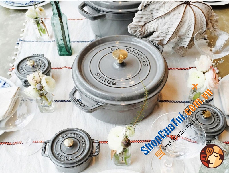 Nồi gang Staub màu xám 16cm - NỒI STAUB XÁM 16 CM - MADE IN FRANCE