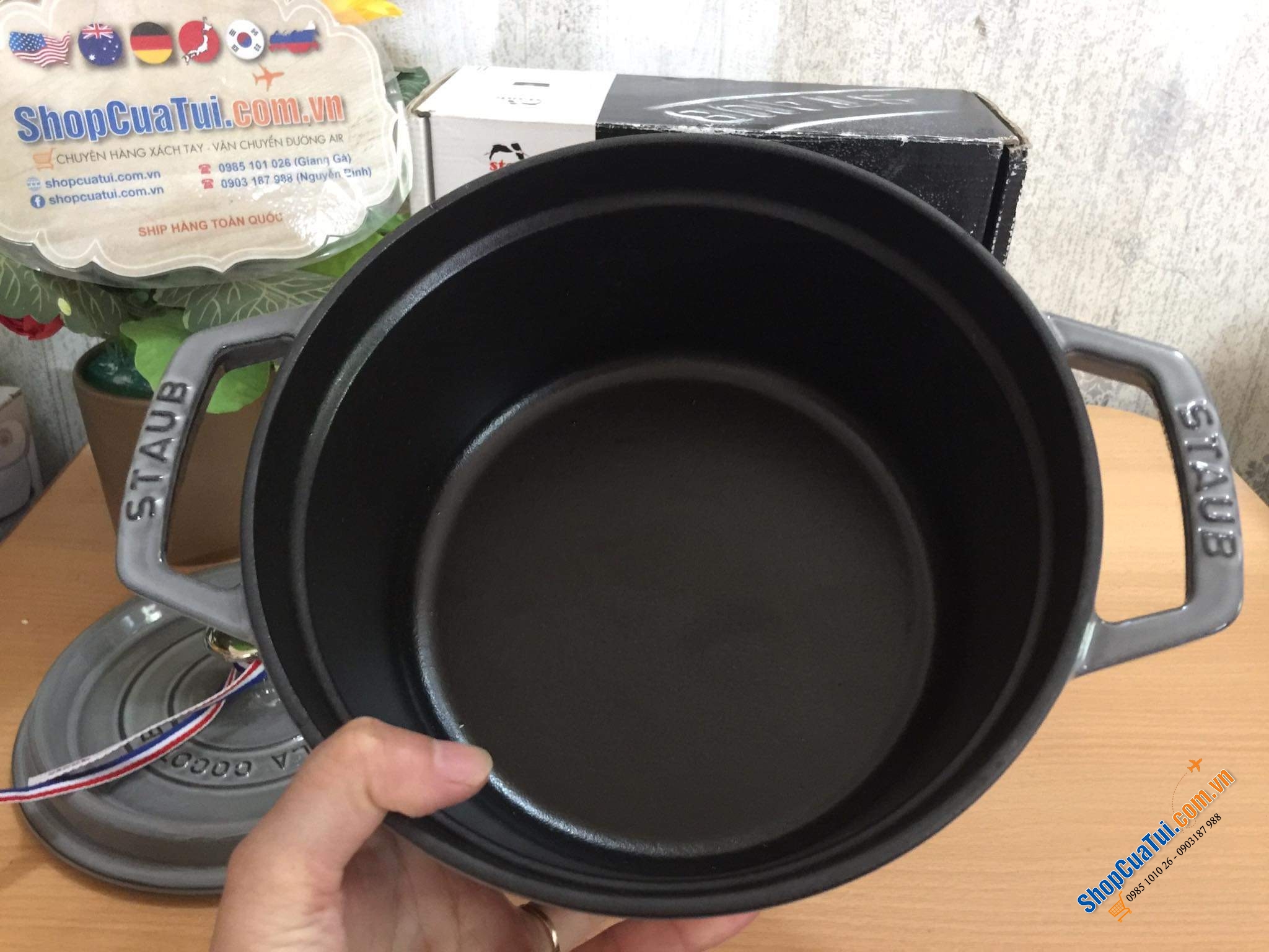 Nồi gang Staub màu xám 16cm - NỒI STAUB XÁM 16 CM - MADE IN FRANCE
