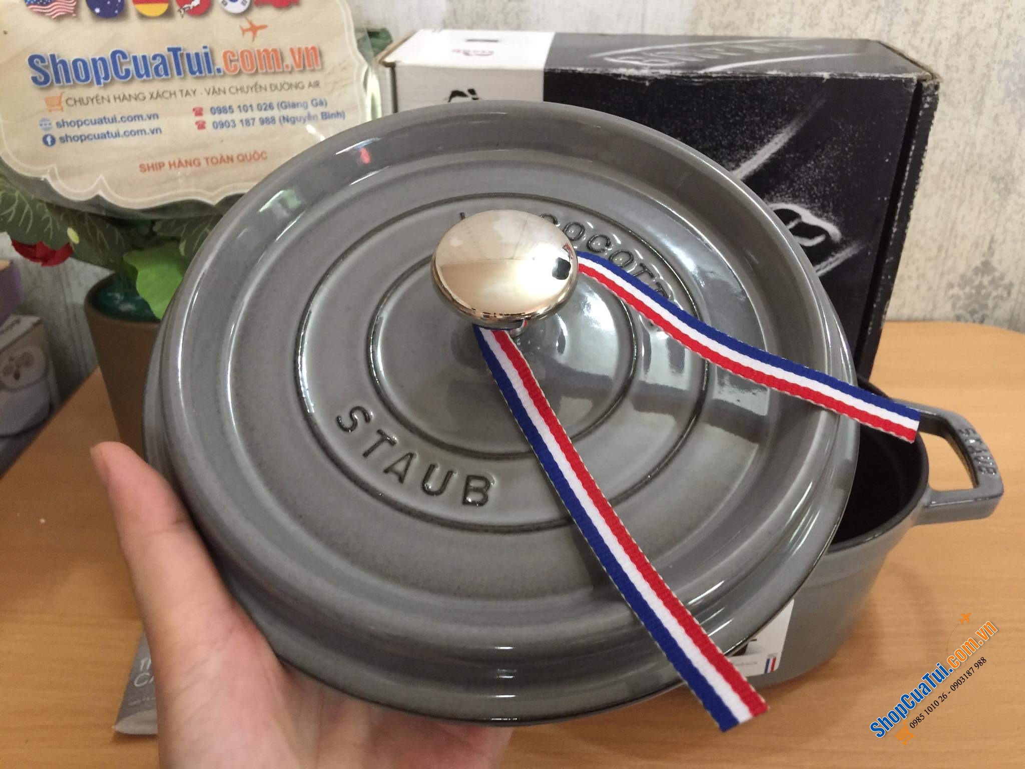 Nồi gang Staub màu xám 16cm - NỒI STAUB XÁM 16 CM - MADE IN FRANCE