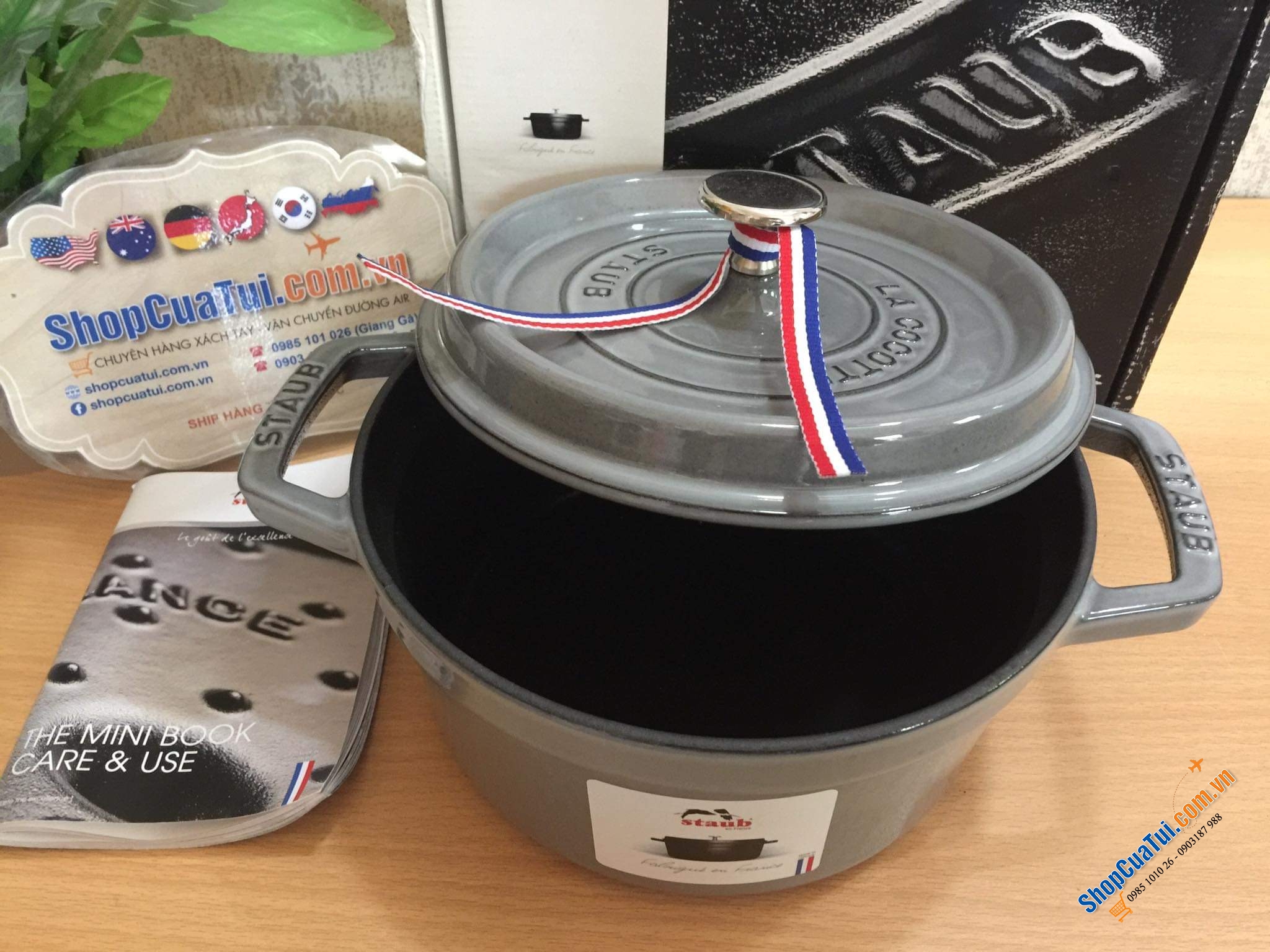 Nồi gang Staub màu xám 16cm - NỒI STAUB XÁM 16 CM - MADE IN FRANCE