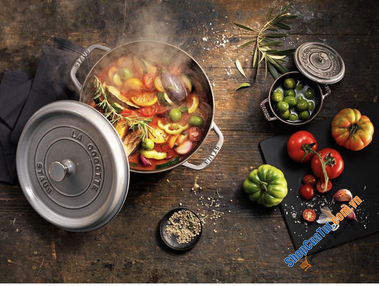 Nồi gang Staub màu xám 16cm - NỒI STAUB XÁM 16 CM - MADE IN FRANCE