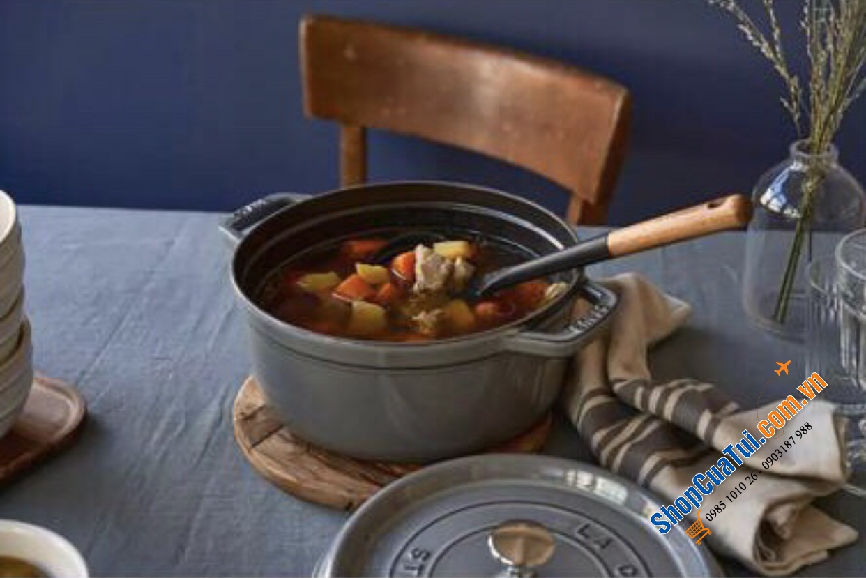 Nồi gang Staub màu xám 16cm - NỒI STAUB XÁM 16 CM - MADE IN FRANCE