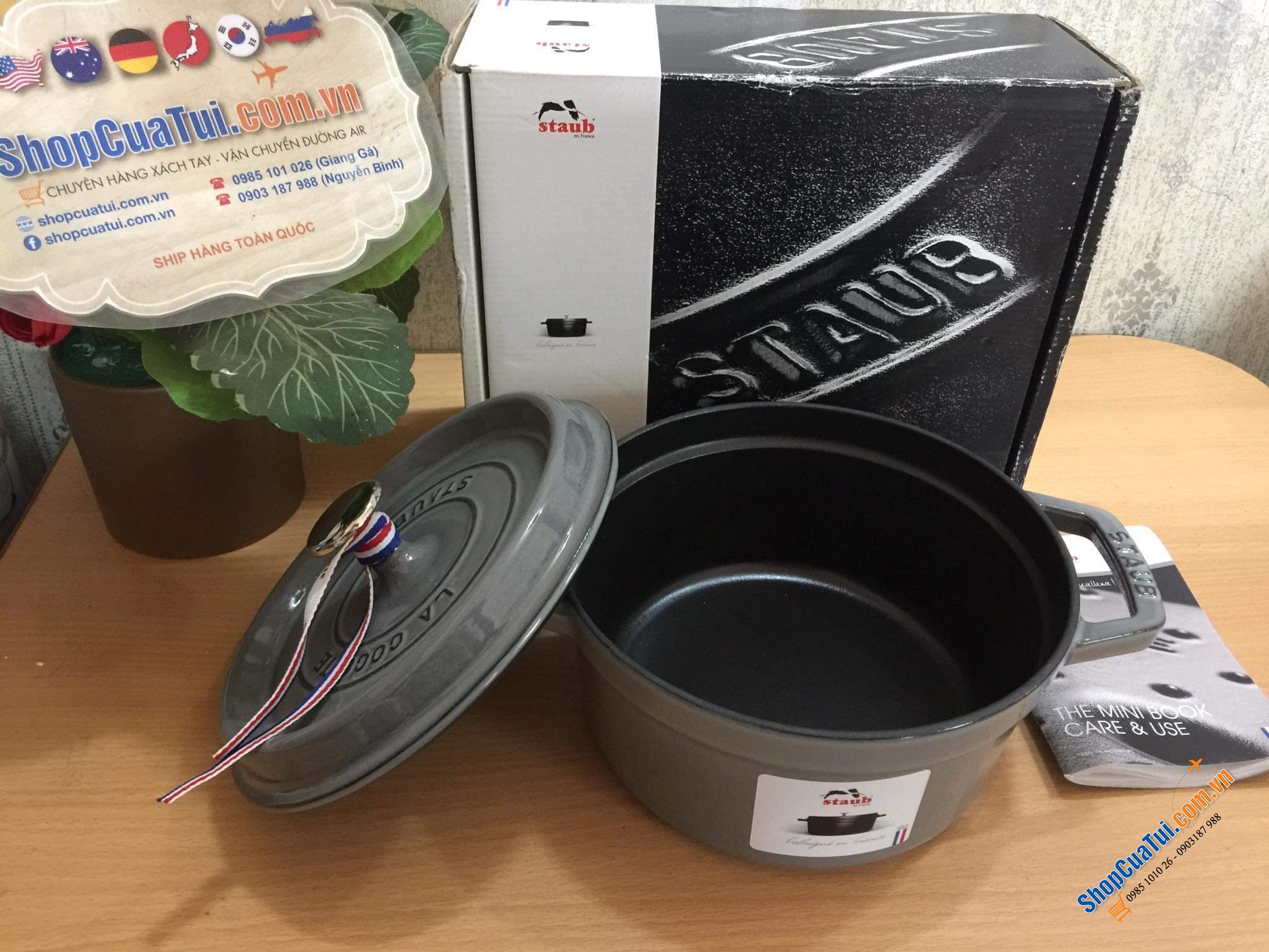 Nồi gang Staub màu xám 16cm - NỒI STAUB XÁM 16 CM - MADE IN FRANCE