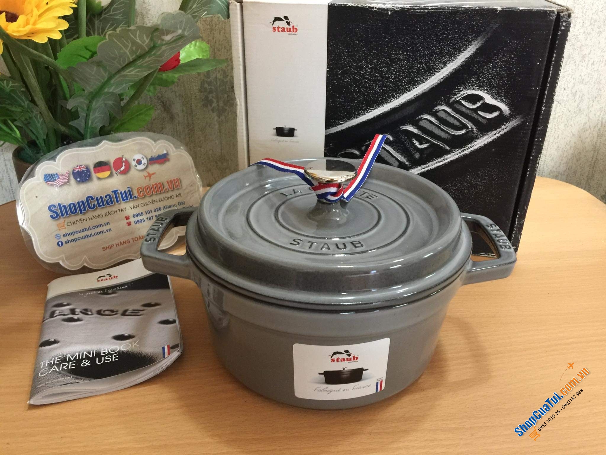 Nồi gang Staub màu xám 16cm - NỒI STAUB XÁM 16 CM - MADE IN FRANCE