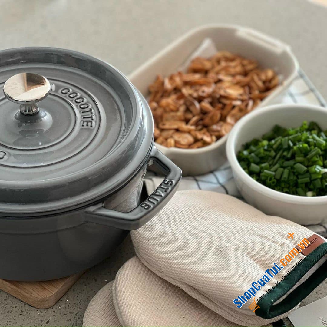 Nồi gang Staub màu xám 16cm - NỒI STAUB XÁM 16 CM - MADE IN FRANCE