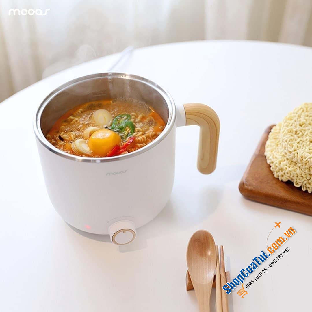 Nồi điện mini Mooas kèm giá hấp luộc trứng siêu tiện lợi (nội địa Hàn)
