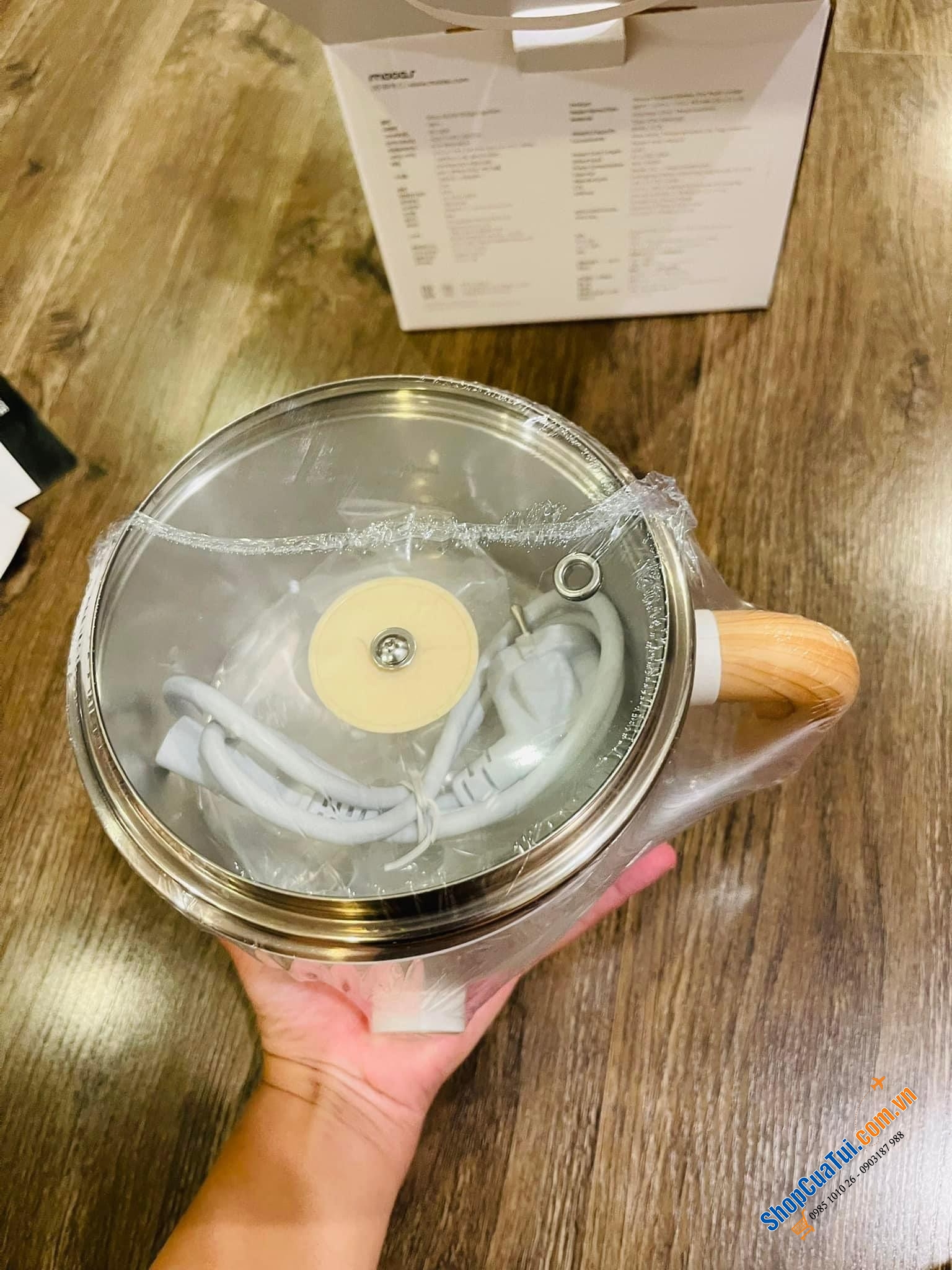 Nồi điện mini Mooas kèm giá hấp luộc trứng siêu tiện lợi (nội địa Hàn)