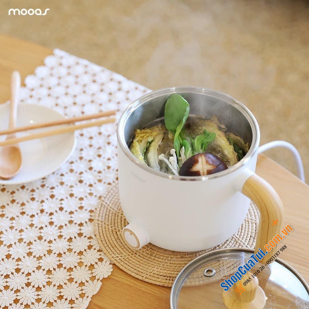 Nồi điện mini Mooas kèm giá hấp luộc trứng siêu tiện lợi (nội địa Hàn)