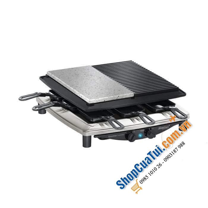Bếp nướng 2 vùng STEBA RC 4 plus deluxe chrom 62-23-00 (1 mặt đá, 1 mặt nướng thường) - Made in Germany.