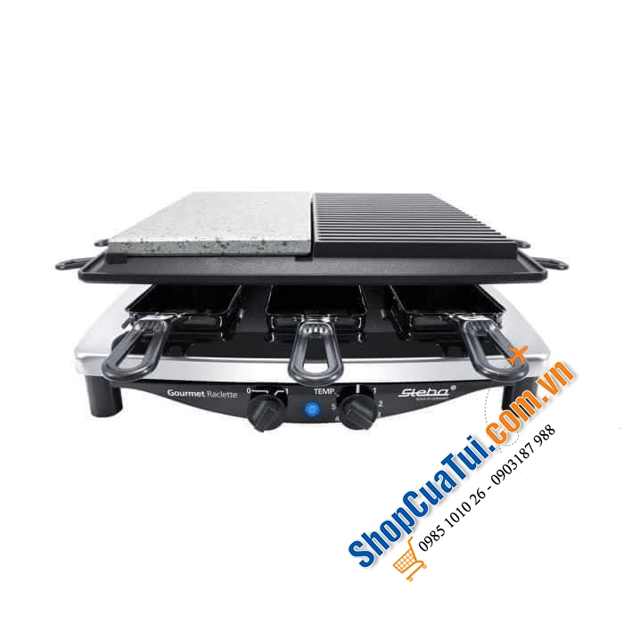 Bếp nướng 2 vùng STEBA RC 4 plus deluxe chrom 62-23-00 (1 mặt đá, 1 mặt nướng thường) - Made in Germany.