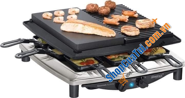 Bếp nướng 2 vùng STEBA RC 4 plus deluxe chrom 62-23-00 (1 mặt đá, 1 mặt nướng thường) - Made in Germany.