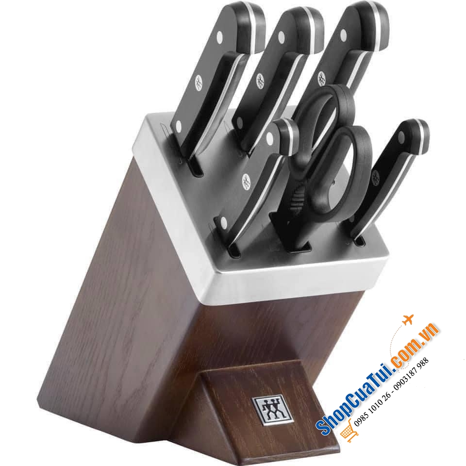 BỘ DAO ZWILLING GOURMET SET 7 TỰ MÀI THUỘC HÀNG ĐỈNH CỦA CHÓP - ĐỐC GỖ MÀU NÂU ZWILLING SHARPBLOCK 36133 - Made in Germany