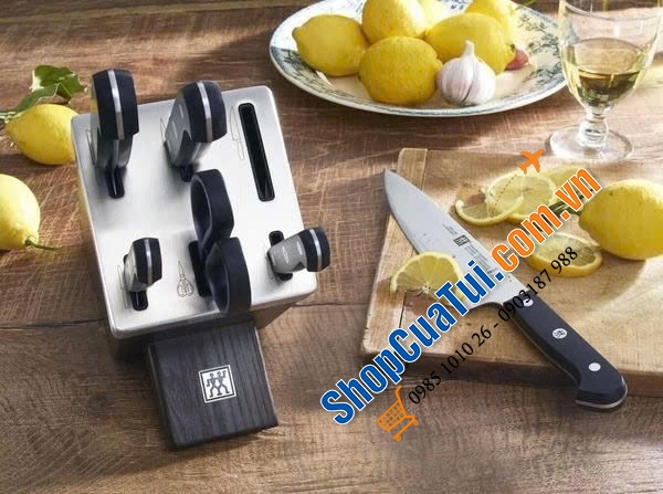 BỘ DAO ZWILLING GOURMET SET 7 TỰ MÀI THUỘC HÀNG ĐỈNH CỦA CHÓP - ĐỐC GỖ MÀU NÂU ZWILLING SHARPBLOCK 36133 - Made in Germany