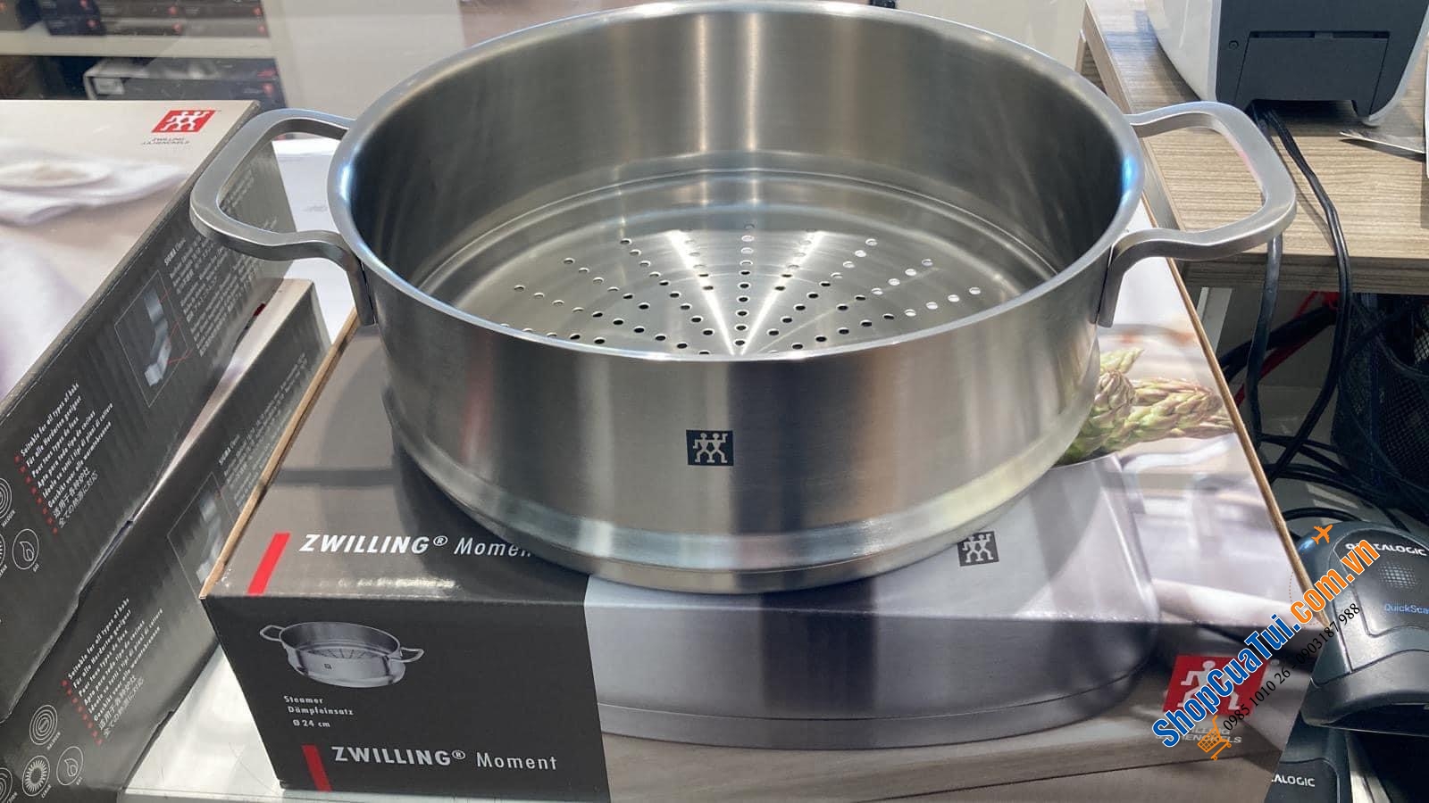 XỬNG HẤP ZWILLING SIÊU DÀY CÓ QUAI DÒNG MOMENT 24 CM đồ xôi, hấp hải sản...